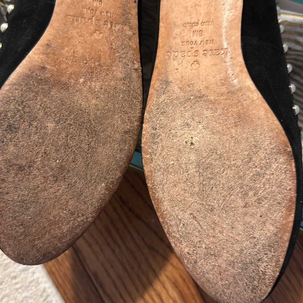 Kate Spade Black Suede Women's Shoes with Pearl Detailing- original box - Picture 3 of 4